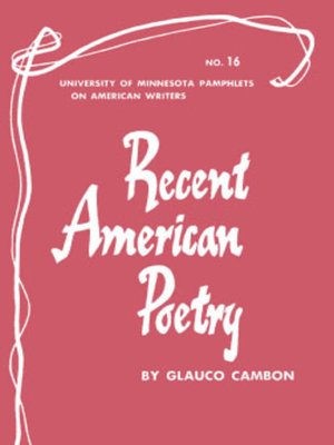 cover image of Recent American Poetry--American Writers 16
